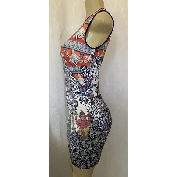 Clover Canyon Henna Print Dress Bodycon Neoprene Scuba Sheath Shiva Hind… - Picture 8 of 13
